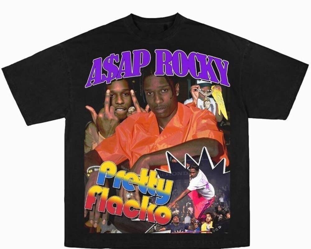 Asap Rocky Rap Tee Big Face Head Style Graphic Hip Hop T-shirt